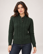 Women's Cable Knit Jumper with Button Neck product detail view