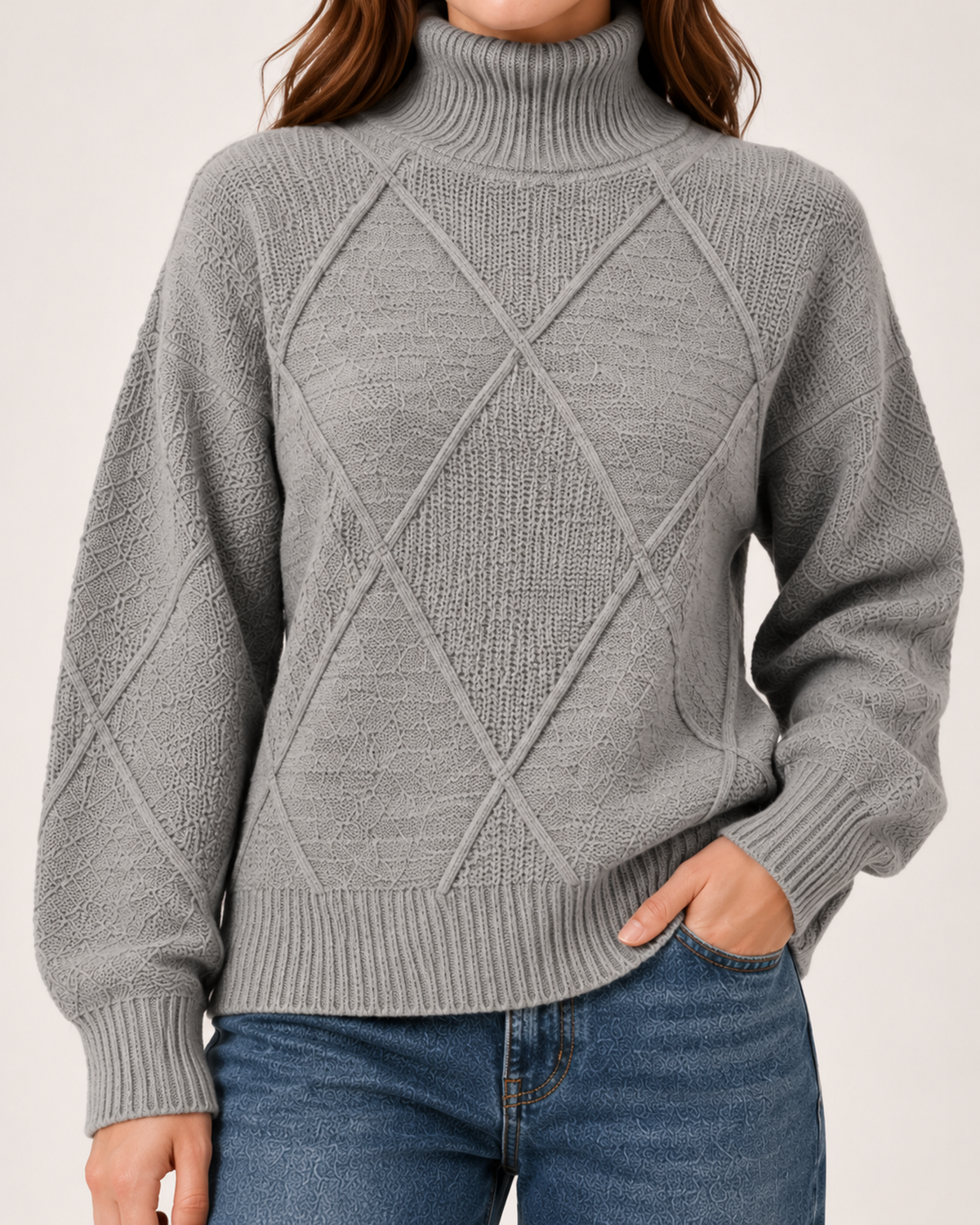 Women's Oversized Turtleneck Jumper product view