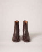 Dark Brown women’s boots in a near-front pair view