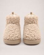 Women’s Slipper Boots with Fluffy Finish and Thick Sole in Light Brown, product only pair side decision view