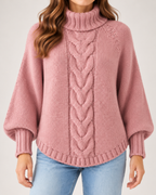 Women's Cable Knit Jumper Chunky Roll Neck Style product view