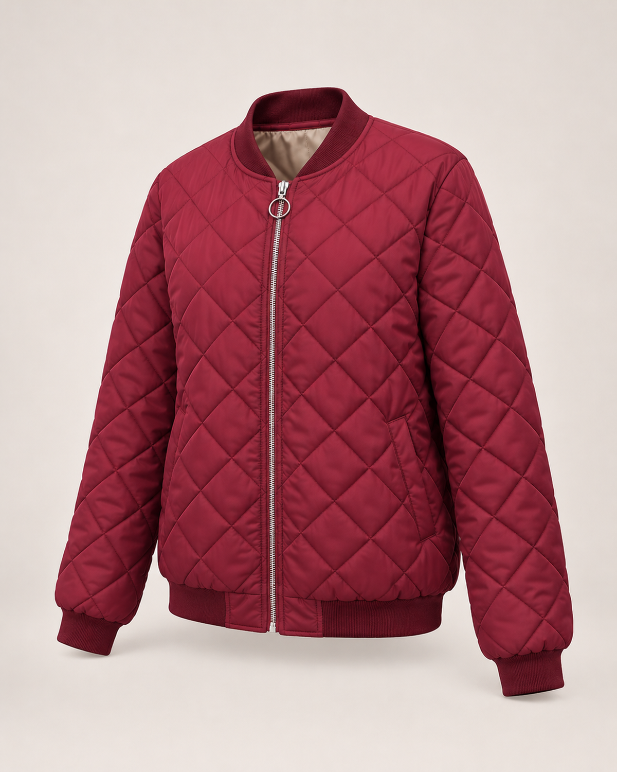 Women's Quilted Jacket with Stand Collar product detail view