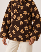 Women’s borg jacket with floral pattern and half zip close product detail