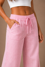 Women's Wide Leg Stripe Trousers Lightweight Summer Trousers