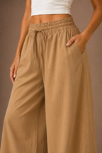 Women's Wide Leg Drawstring Trousers Lightweight Summer Trousers
