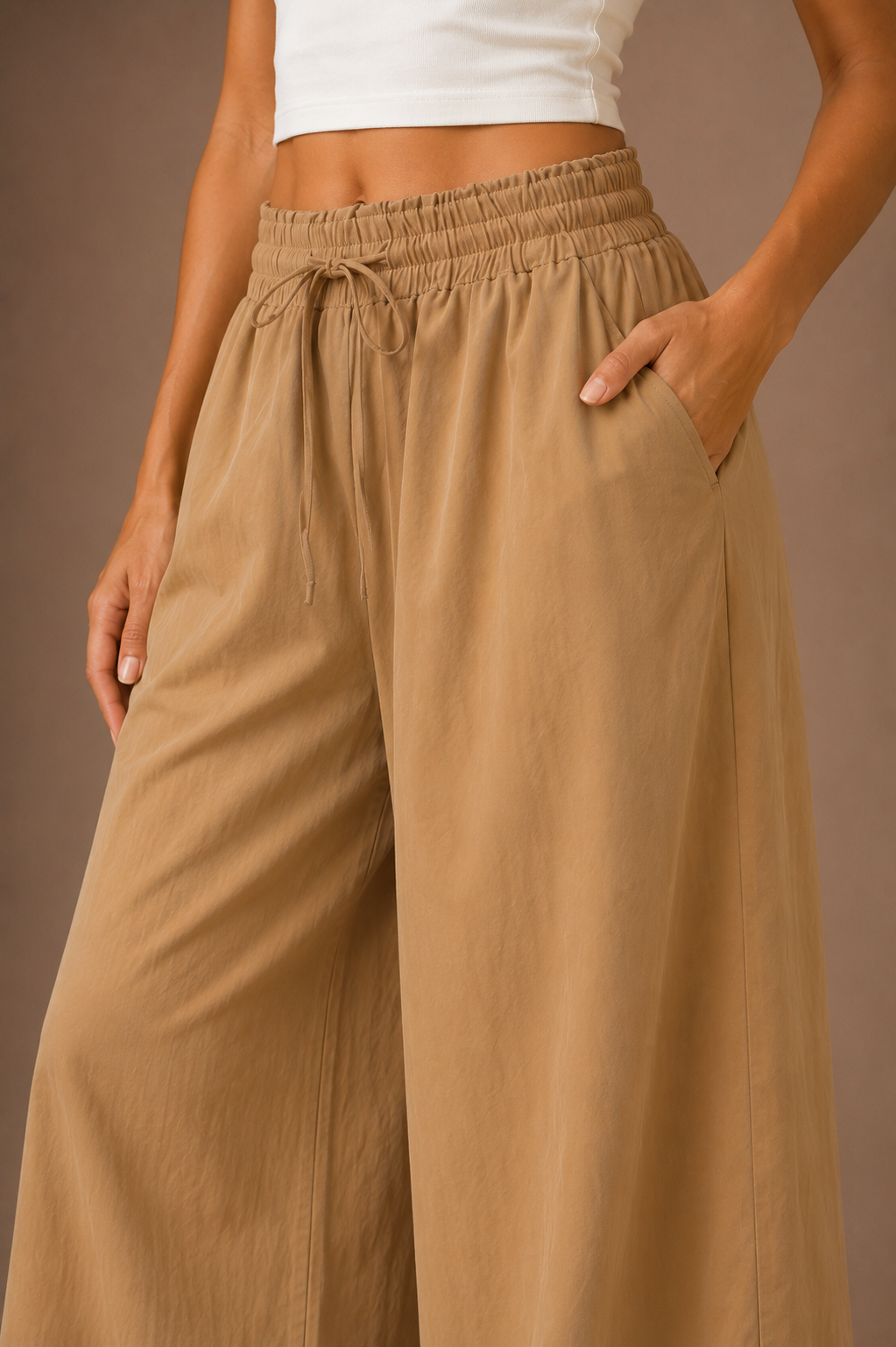 Women's Wide Leg Drawstring Trousers Lightweight Summer Trousers