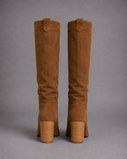 Women's Brown Suede Knee High Boots – Block Heel Boots
