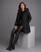 Women's Longline Padded Puffer Coat with Hood
