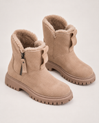Women’s Winter Boots with Fleece Lining and Chunky Sole in Apricot, product only view