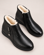 Women’s Ankle Boots with Fleece Lining and Side Zip in Black, product only view