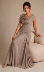 Women's Elegant Draped Maxi Dress for Weddings and Special Occasions