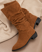 Women's Slouchy Boots – Suede Look Mid-Calf Boots