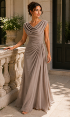 Women's Elegant Draped Maxi Dress for Weddings and Special Occasions