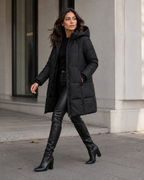Women's Longline Padded Puffer Coat with Hood