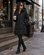 Women's Longline Padded Puffer Coat with Hood