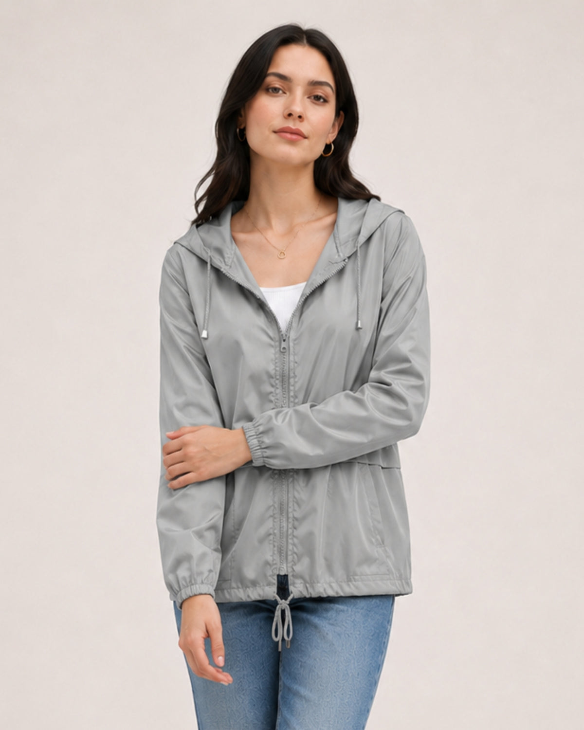 Women's Waterproof Jacket Lightweight Hooded Utility Style