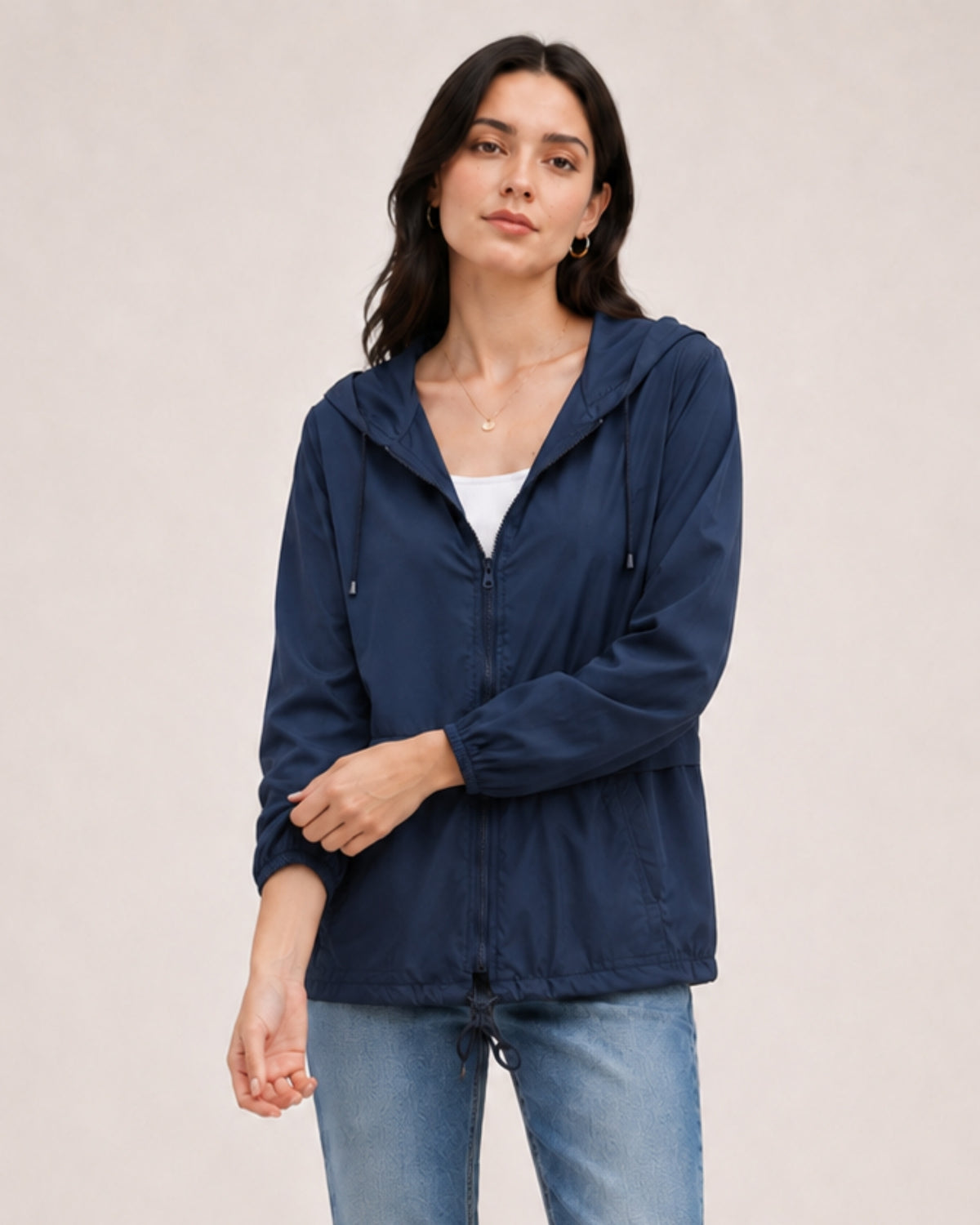 Women's Waterproof Jacket Lightweight Hooded Utility Style