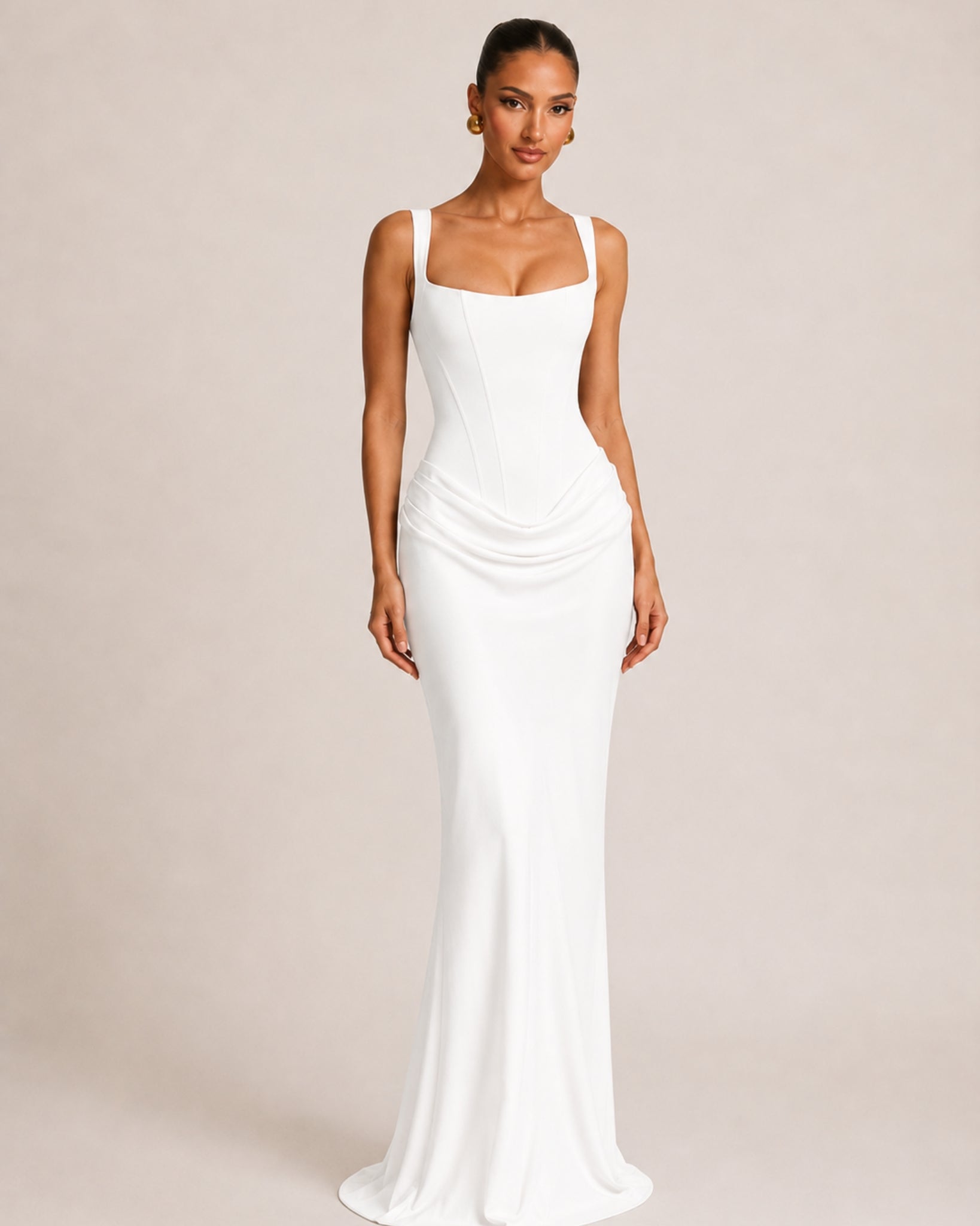 Women's Corset Bodycon Maxi Dress with Square Neck