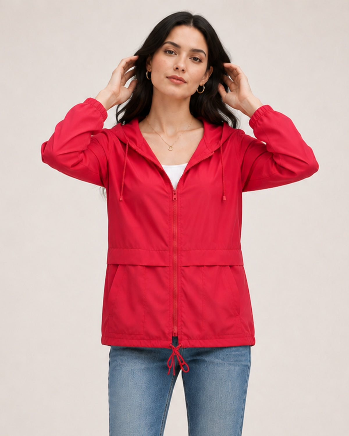 Women's Waterproof Jacket Lightweight Hooded Utility Style