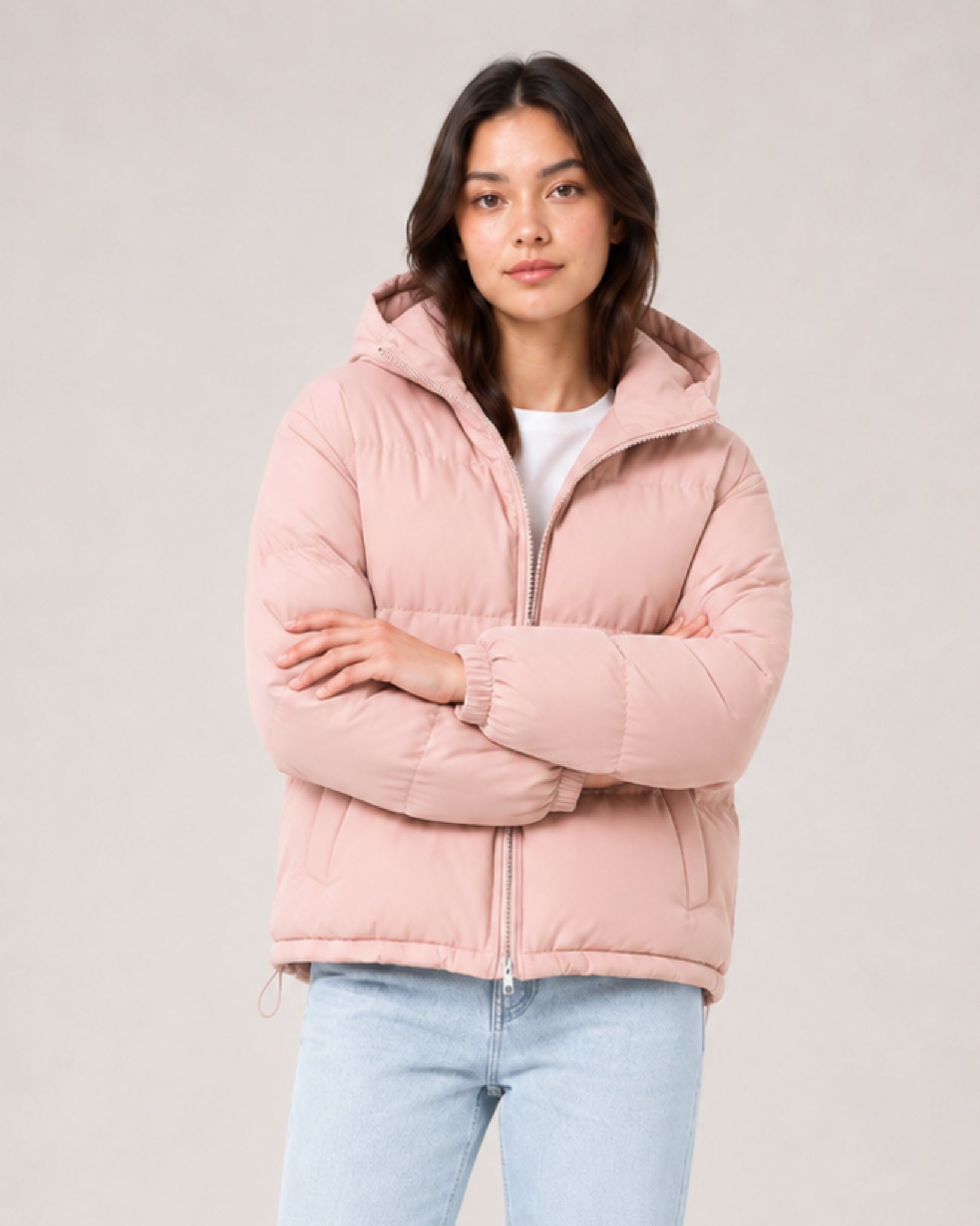 Women's Hooded Puffer Jacket – Warm Padded Zip-Up Coat