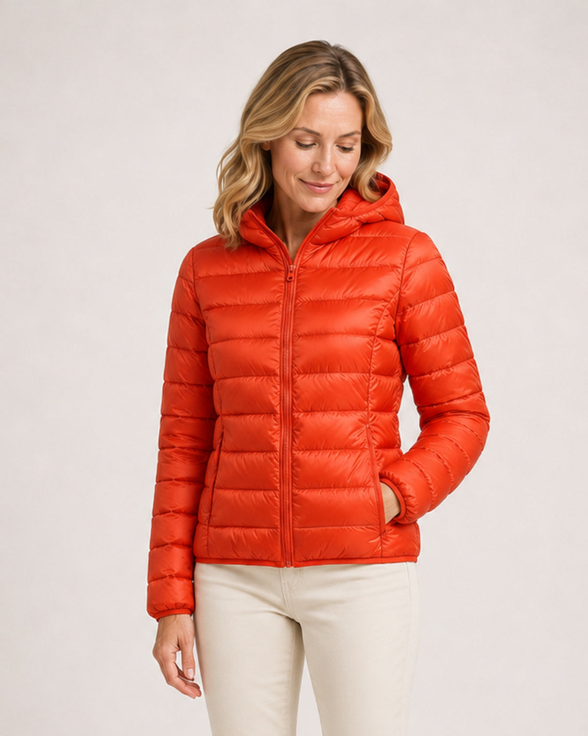 Women's Lightweight Hooded Puffer Jacket – Packable Zip-Up Coat