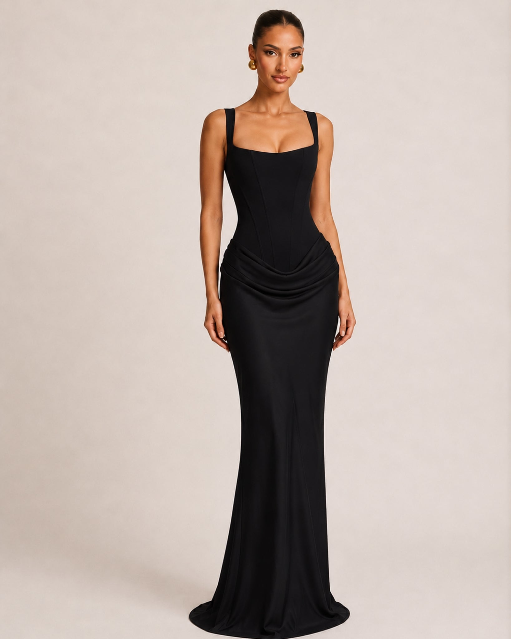 Women's Corset Bodycon Maxi Dress with Square Neck