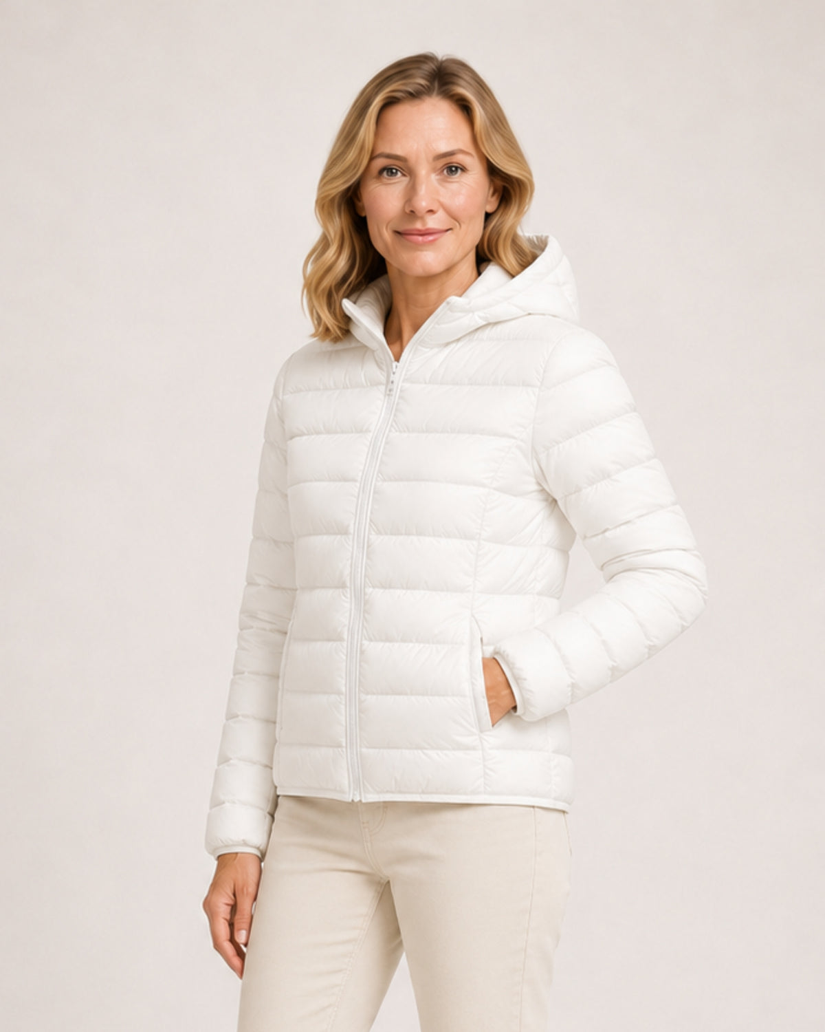 Women's Lightweight Hooded Puffer Jacket – Packable Zip-Up Coat