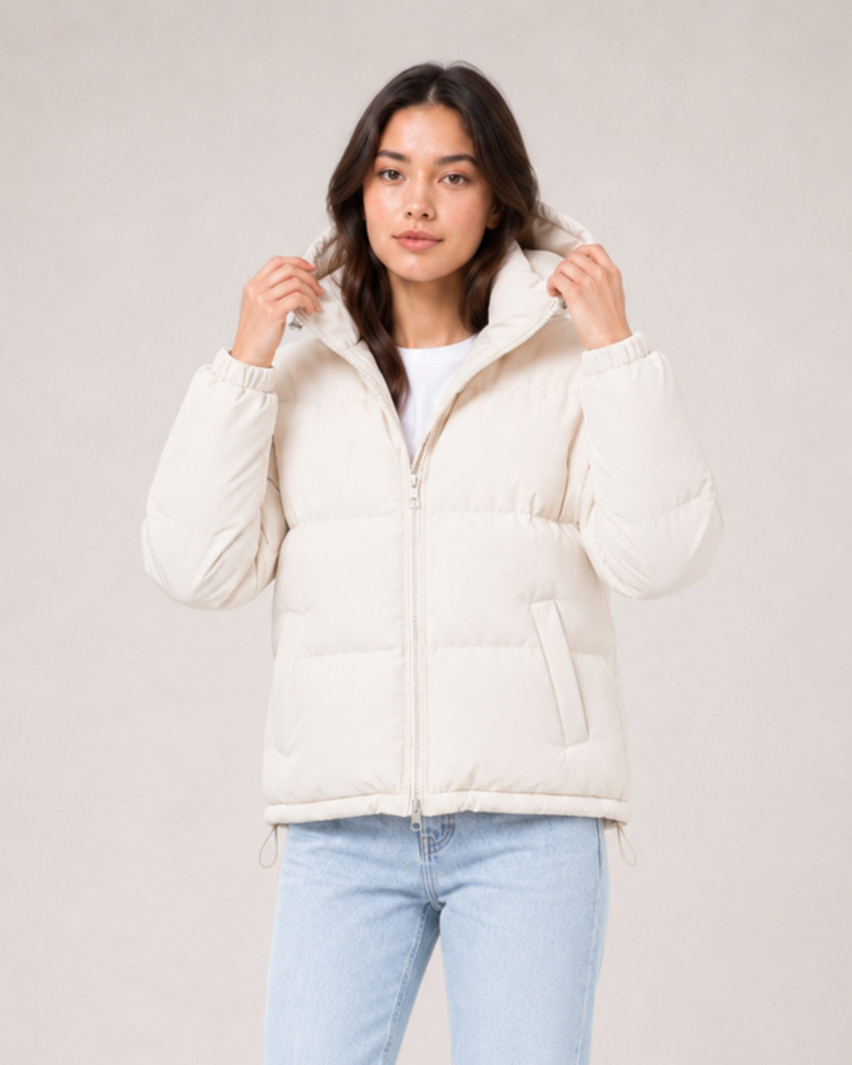 Women's Hooded Puffer Jacket – Warm Padded Zip-Up Coat