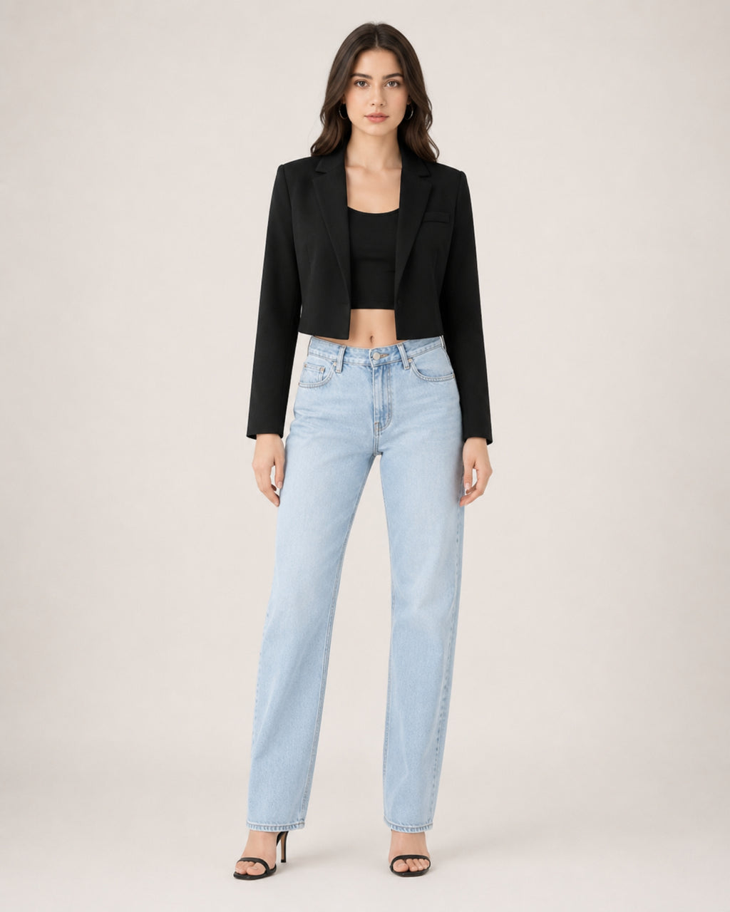 Women's Cropped Blazer and Long Sleeves