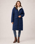 Women's Long Puffer Coat – Hooded Quilted Padded Jacket