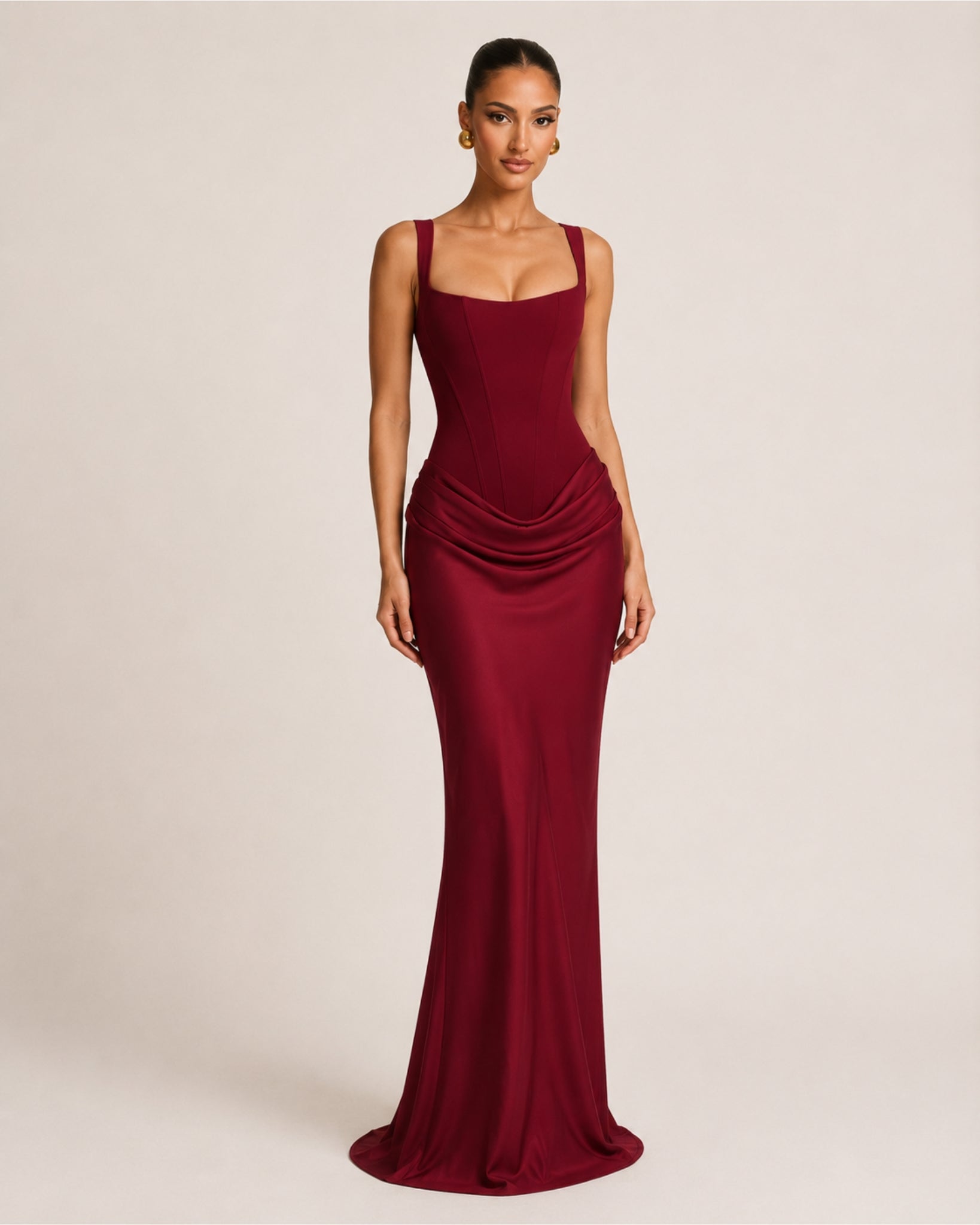 Women's Corset Bodycon Maxi Dress with Square Neck