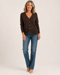 Women's Black V-Neck Button-Up Cardigan