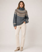 Women's Fair Isle Jumper Patterned High Neck Knitted Style