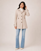 Women's Mid-Length Trench Coat – Tailored Button-Front Lightweight Coat