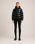 Women's Shiny Puffer Jacket with High Collar