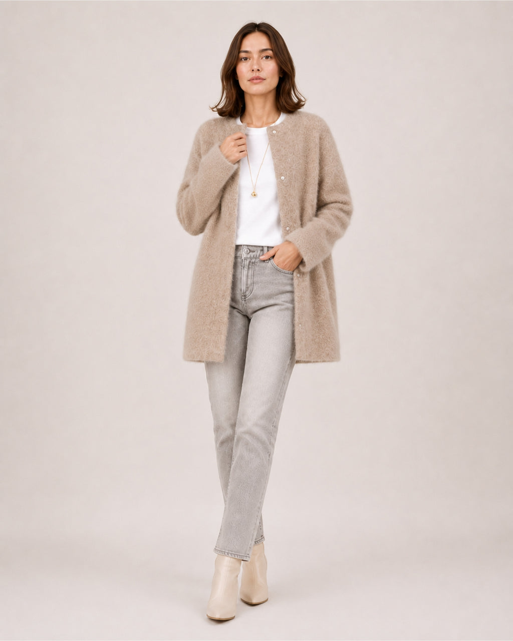 Women's Long Cardigan with Button Front