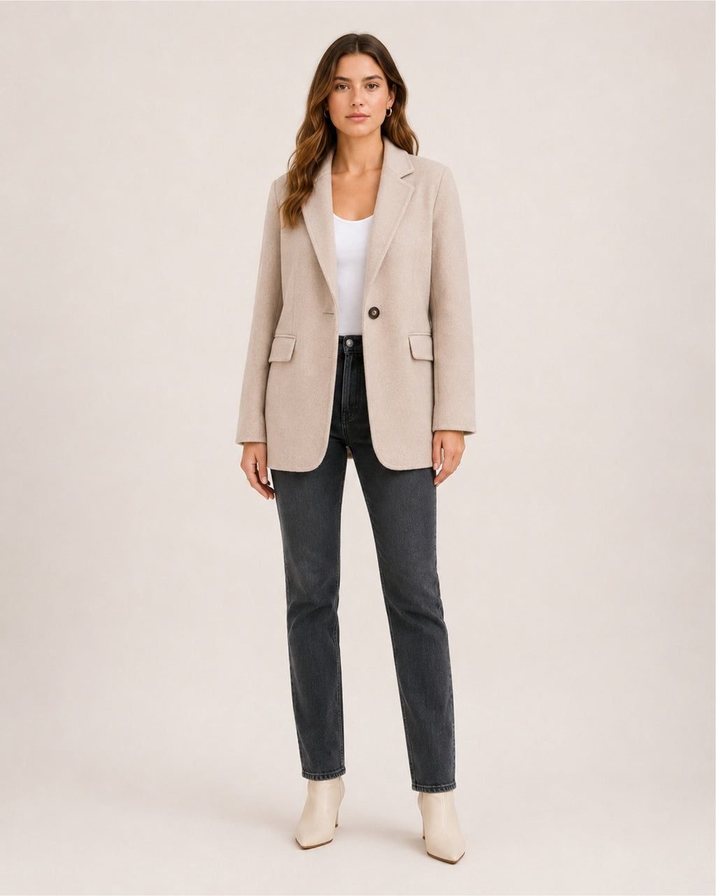 Women's Casual Blazer with Single Button
