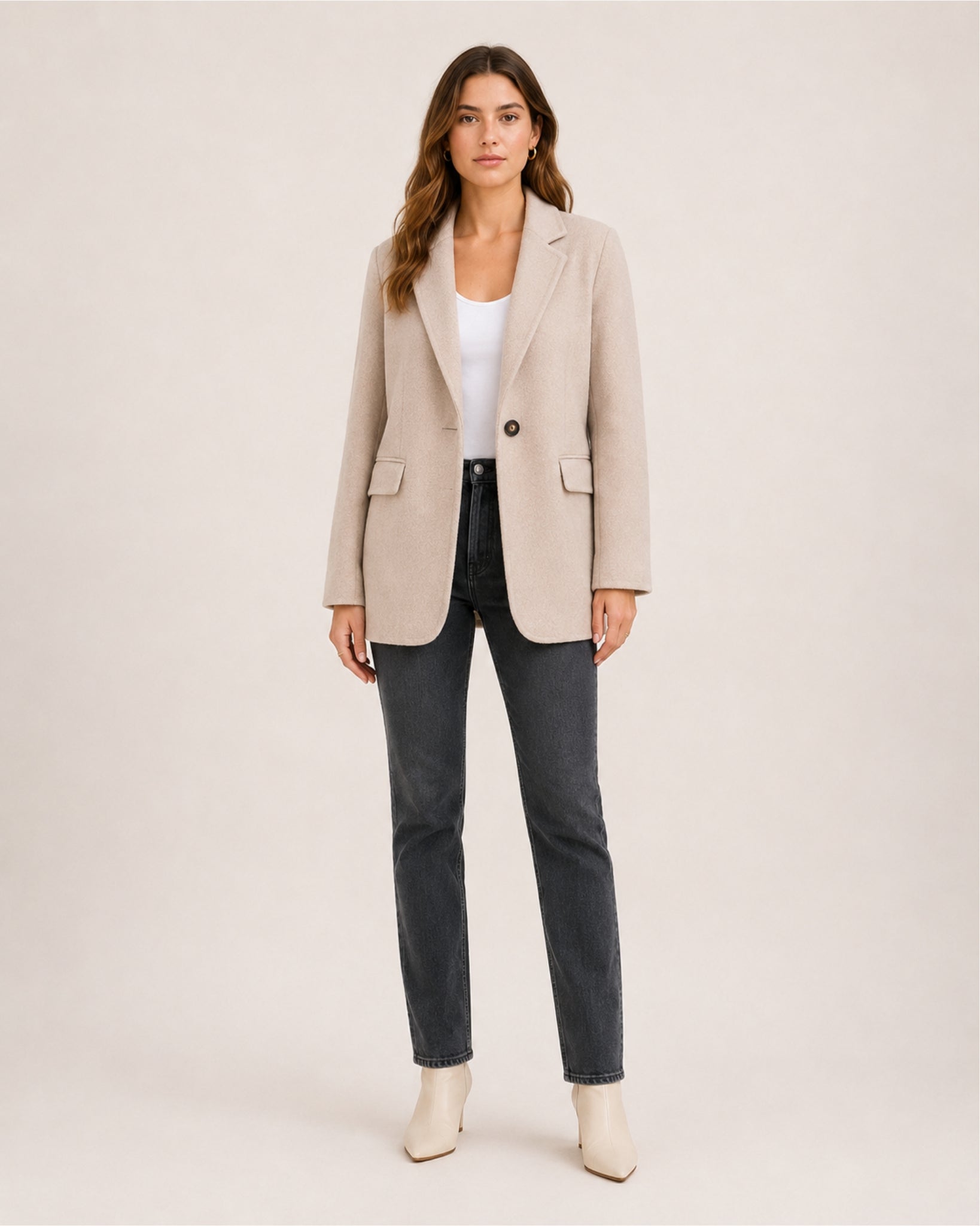 Women's Casual Blazer with Single Button