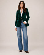 Women's Velvet Blazer Tailored Single Breasted Style