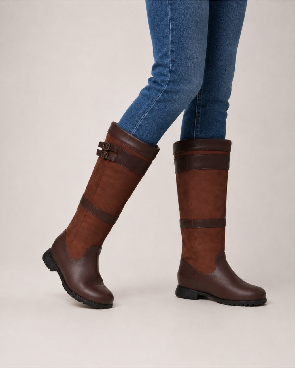 Women's Knee High Riding Boots Buckle Strap Country Style