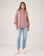 Women's Cable Knit Jumper Chunky Roll Neck Style