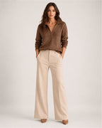 Women's Quarter-Zip Knitted Jumper with Relaxed Fit