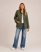 Women's Utility Jacket with Zip & Cargo Pockets
