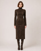 Women's Faux Suede Midi Dress – Long Sleeve