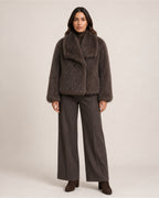 Women's Brown Faux Fur Jacket – Cropped Fur Jacket