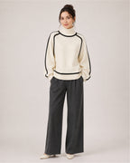 Women's Oversized Turtleneck Jumper with Contrast Trim
