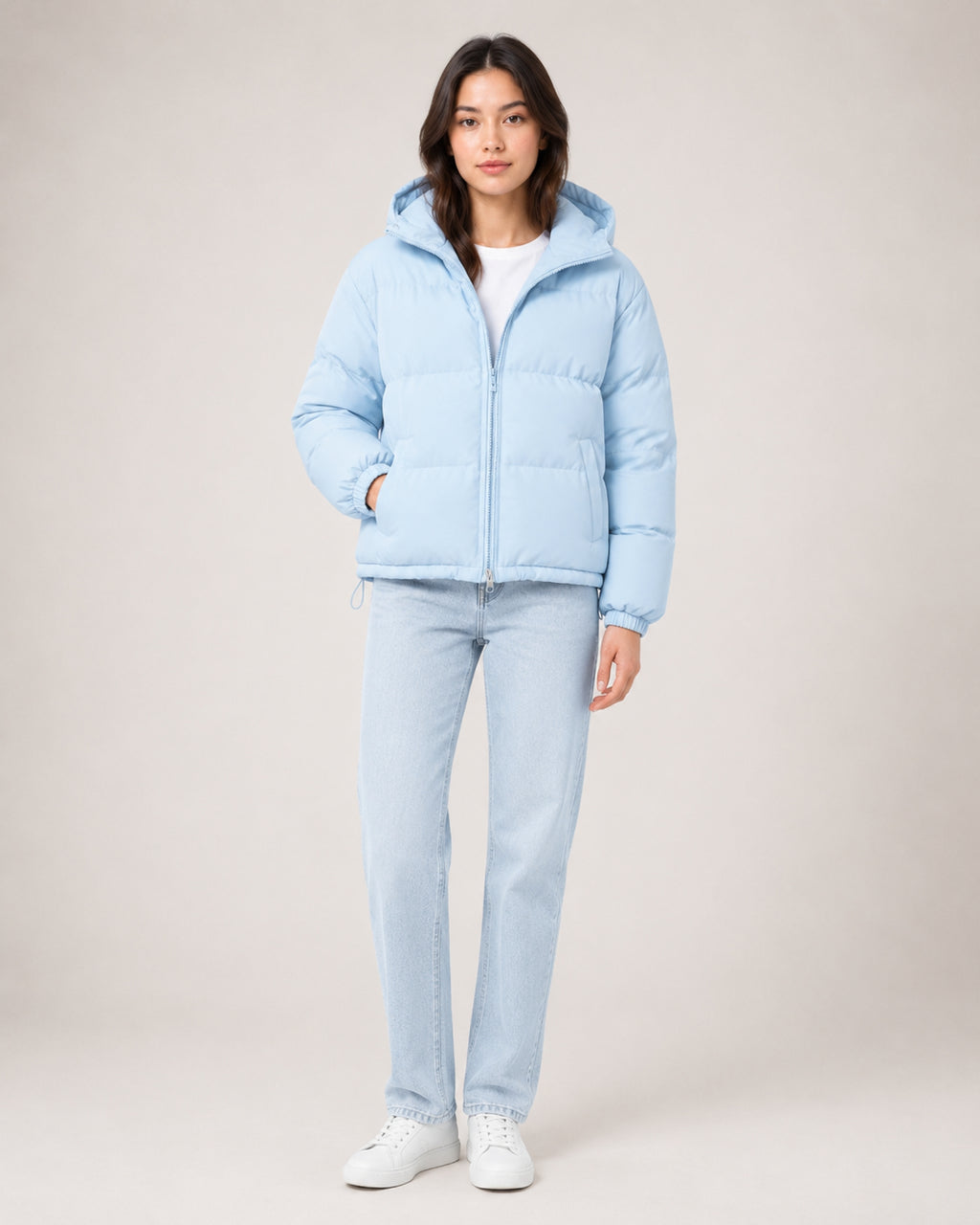 Women's Hooded Puffer Jacket – Warm Padded Zip-Up Coat