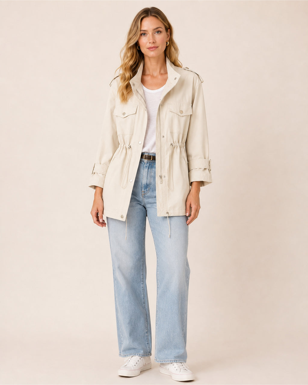 Women's Utility Jacket with Drawstring Waist