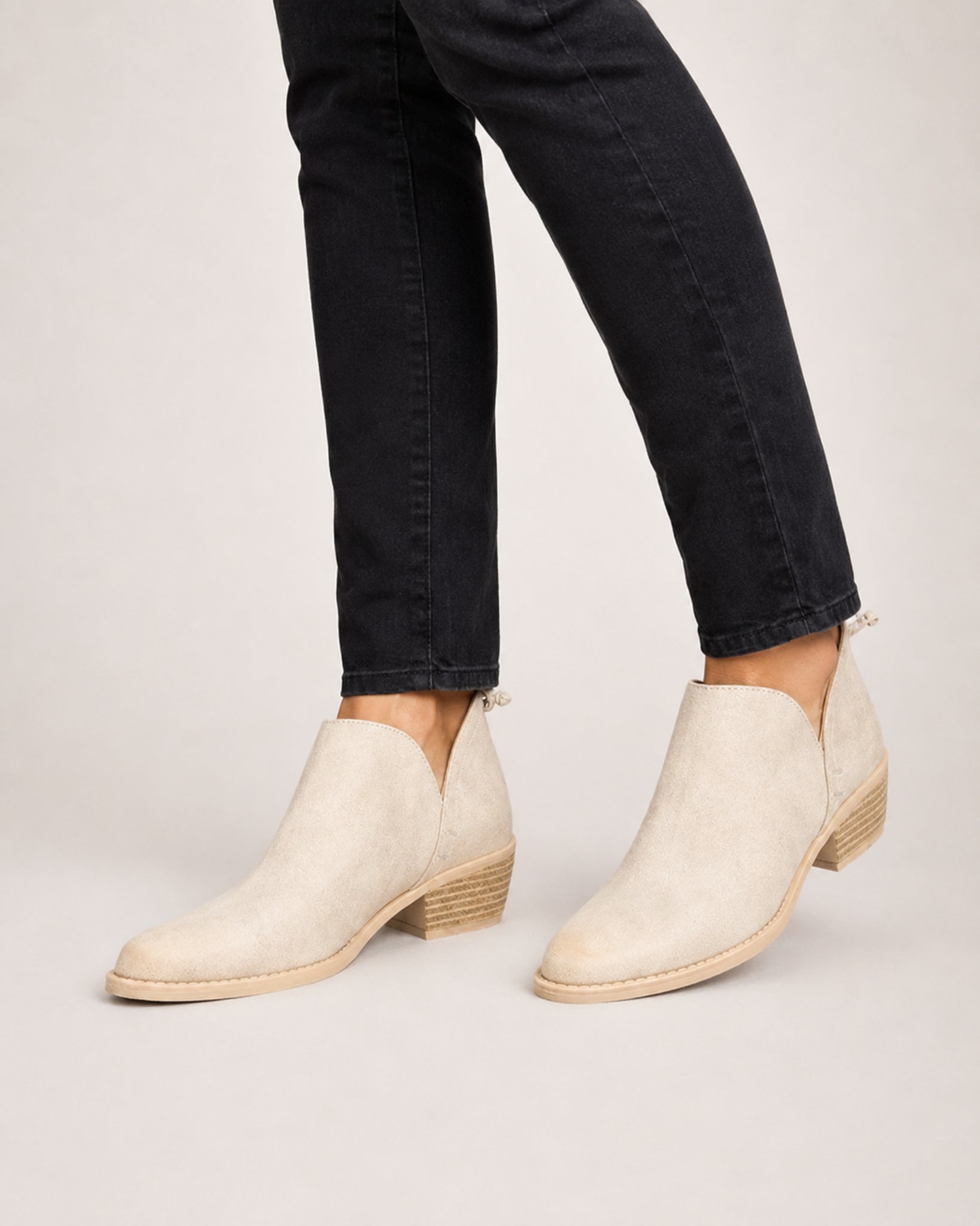 Women's Ankle Boots Low Block Heel Slip On Style