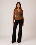 Women's Suede Biker Jacket with Asymmetric Zip